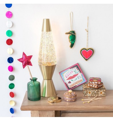 Lampe à lave paillettes dorées