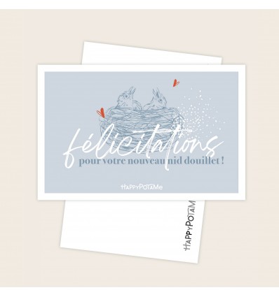 Carte Félicitations pour votre nid douillet - Happypotame