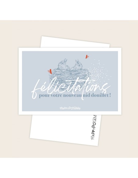 Carte Félicitations pour votre nid douillet - Happypotame