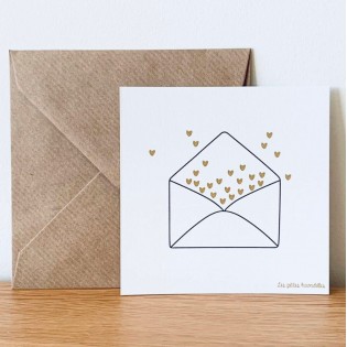 Carte Enveloppe et petit coeurs - Les Petites Hirondelles
