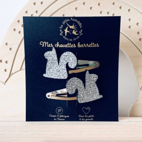 Duo de barrettes écureuils argentés - Les Petites Hirondelles