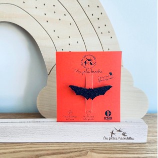 Broche chauve-souris noir à paillettes - Les Petites Hirondelles