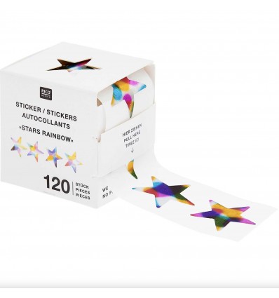 120 autocollants Etoiles arc-en-ciel - Rico Design