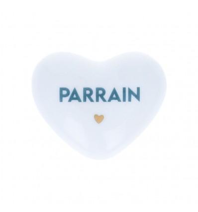 Coeur en céramique "Parrain" bleu