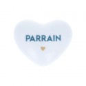 Coeur en céramique "Parrain" bleu