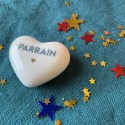 Coeur en céramique "Parrain" bleu