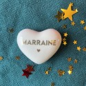 Coeur en céramique "Marraine" doré