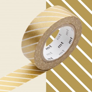Masking tape rayé doré et blanc