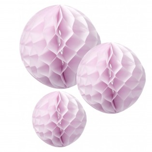 3 boules alvéolées Roses 25/20/15cm - Artyfêtes