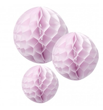 3 boules alvéolées Roses 25/20/15cm - Artyfêtes
