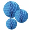3 boules alvéolées Turquoise 25/20/15cm - Artyfêtes