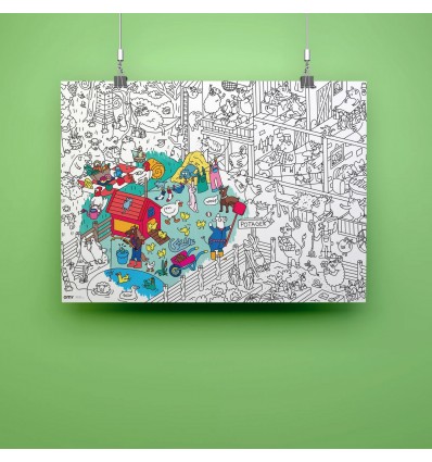 Poster Ferme à colorier - Omy