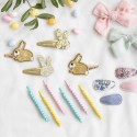 Set de 6 barrettes perles multicolores