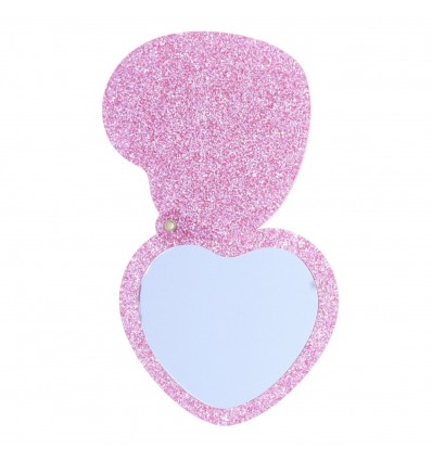Miroir coeur rose pailleté