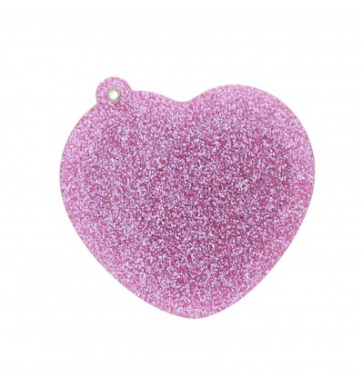Miroir coeur rose pailleté