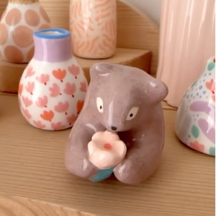 Ours et fleur en céramique - Dodo Toucan