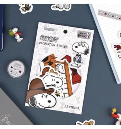 12 autocollants déco Snoopy