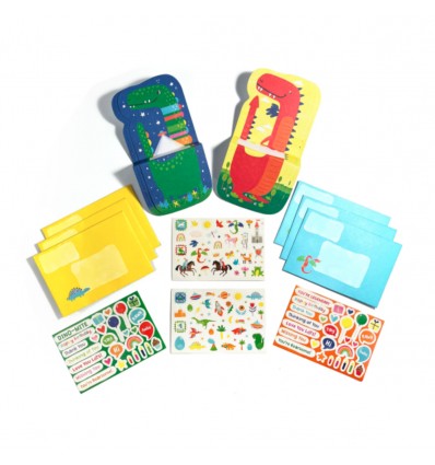 Papier à lettres et stickers Dino et dragon - Ooly