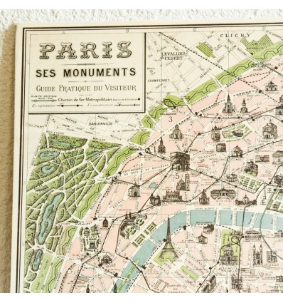Carte de paris vintage (métro parisien et ses monuments) - Cavallini & Co