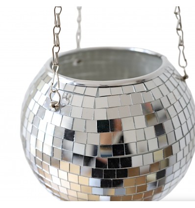 Pot à facettes argenté 20 cm