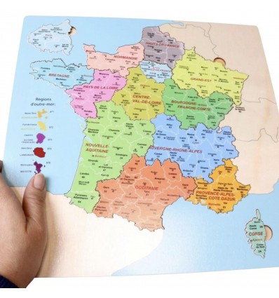 Puzzle carte des régions françaises en bois