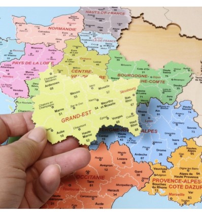 Puzzle carte des régions françaises en bois