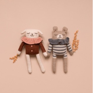 Doudou Ourson pyjama bleu à collerette - Main Sauvage 2