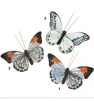 Papillon décoratif à cliper bleus verts - Rico Design