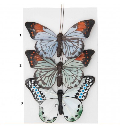 Papillon décoratif à cliper bleus verts - Rico Design