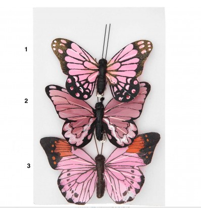 Papillon décoratif à cliper roses - Rico Design