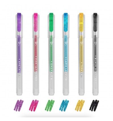 6 mini stylos pailletés Shine Like a Diamond - Legami