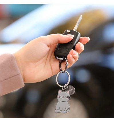 Porte-clé émaillé Chat gris - Legami