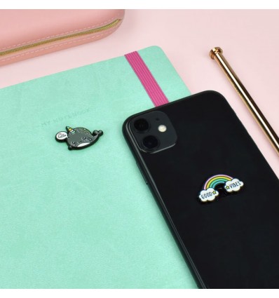 Set de 2 autocollants en métal Baleine / Arc-en-ciel - Legami