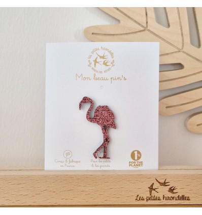 Pin's Flamant Rose à paillettes - Les Petites Hirondelles