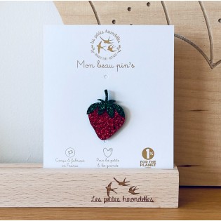 Pin's Fraise à paillettes - Les Petites Hirondelles