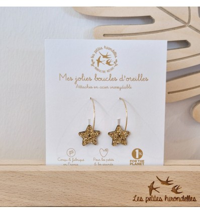 Créoles étoiles dorées - Les Petites Hirondelles