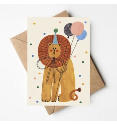 Carte Lion en fête - Daria Solak Illustrations