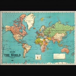Carte du monde vintage bleu - Cavallini & Co