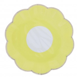8 assiettes en carton fleur jaune 2