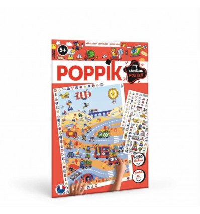Poster créatif Véhicules 150 stickers - Poppik