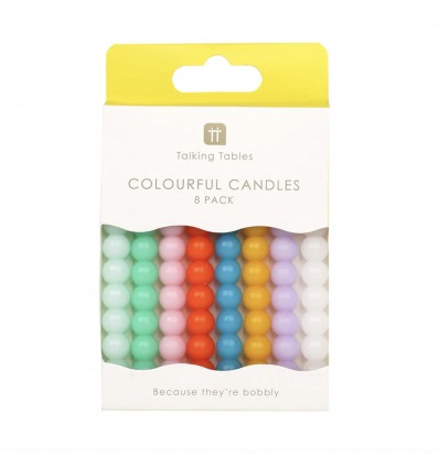 8 Bougies billes colorées - Talking Tables