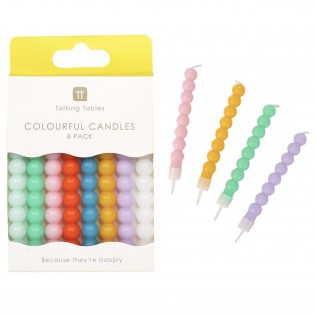 8 Bougies billes colorées - Talking Tables