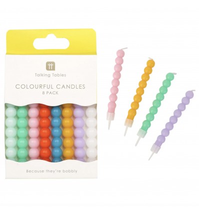 8 Bougies billes colorées - Talking Tables