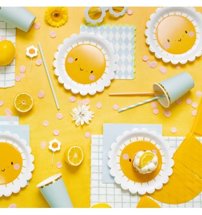 6 assiettes en carton soleil - Party Deco