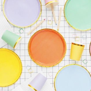 6 assiettes en carton multicolores - Party Deco