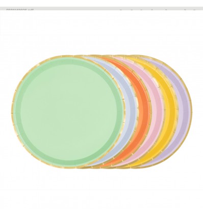 6 assiettes en carton multicolores - Party Deco