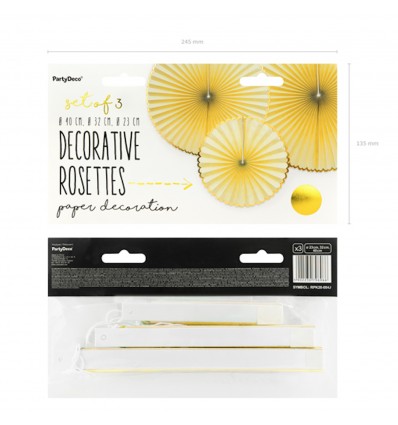 Set de 3 rosaces jaunes - Party Deco