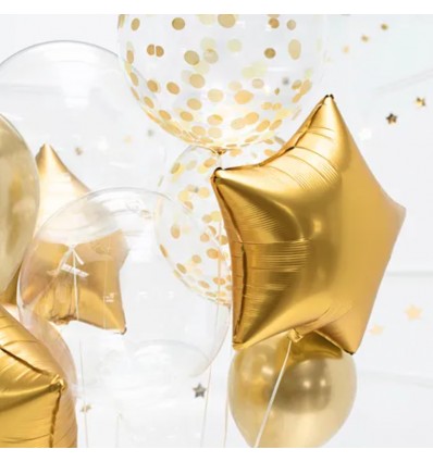 Ballon transparent pois dorés - Party Deco