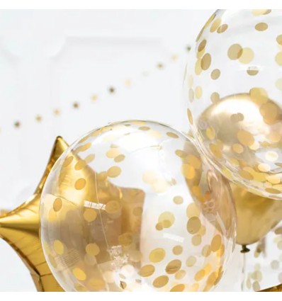 Ballon transparent pois dorés - Party Deco