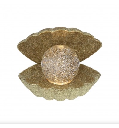 Lampe coquillage dorée à paillettes